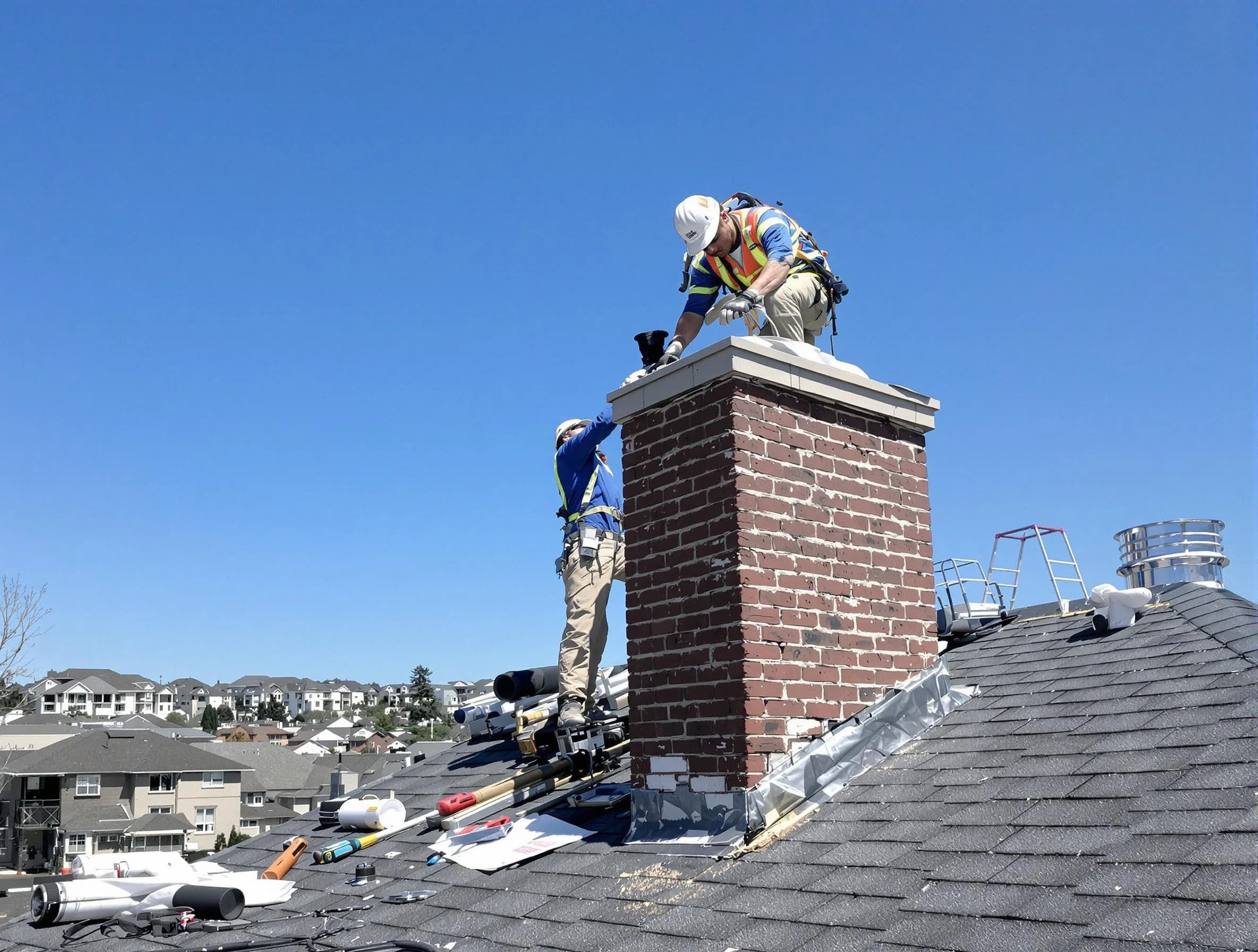 East Highland Park Chimney Sweep repairing a chimney crown in East Highland Park, VA