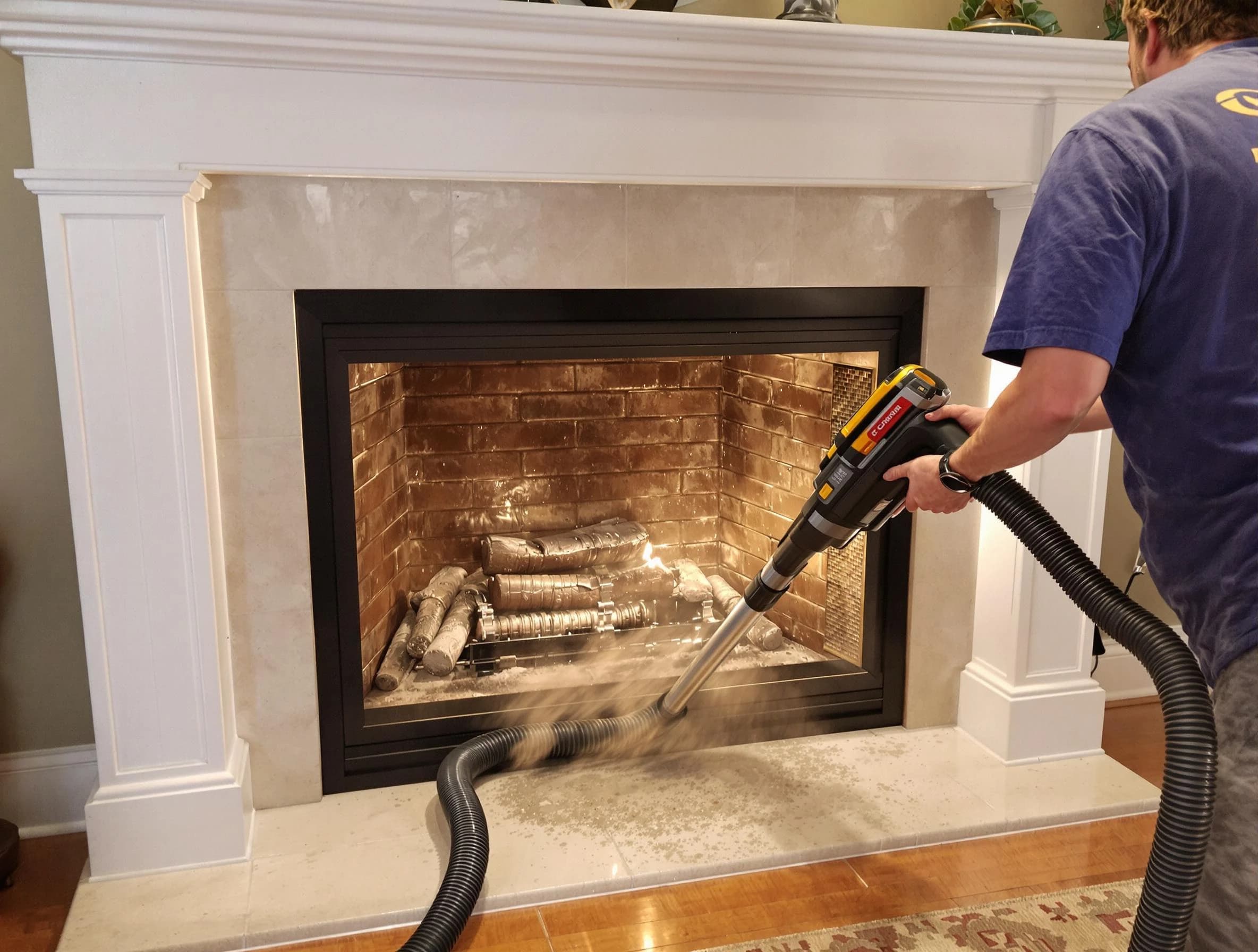 Fireplace cleaning performed by East Highland Park Chimney Sweep in East Highland Park, VA