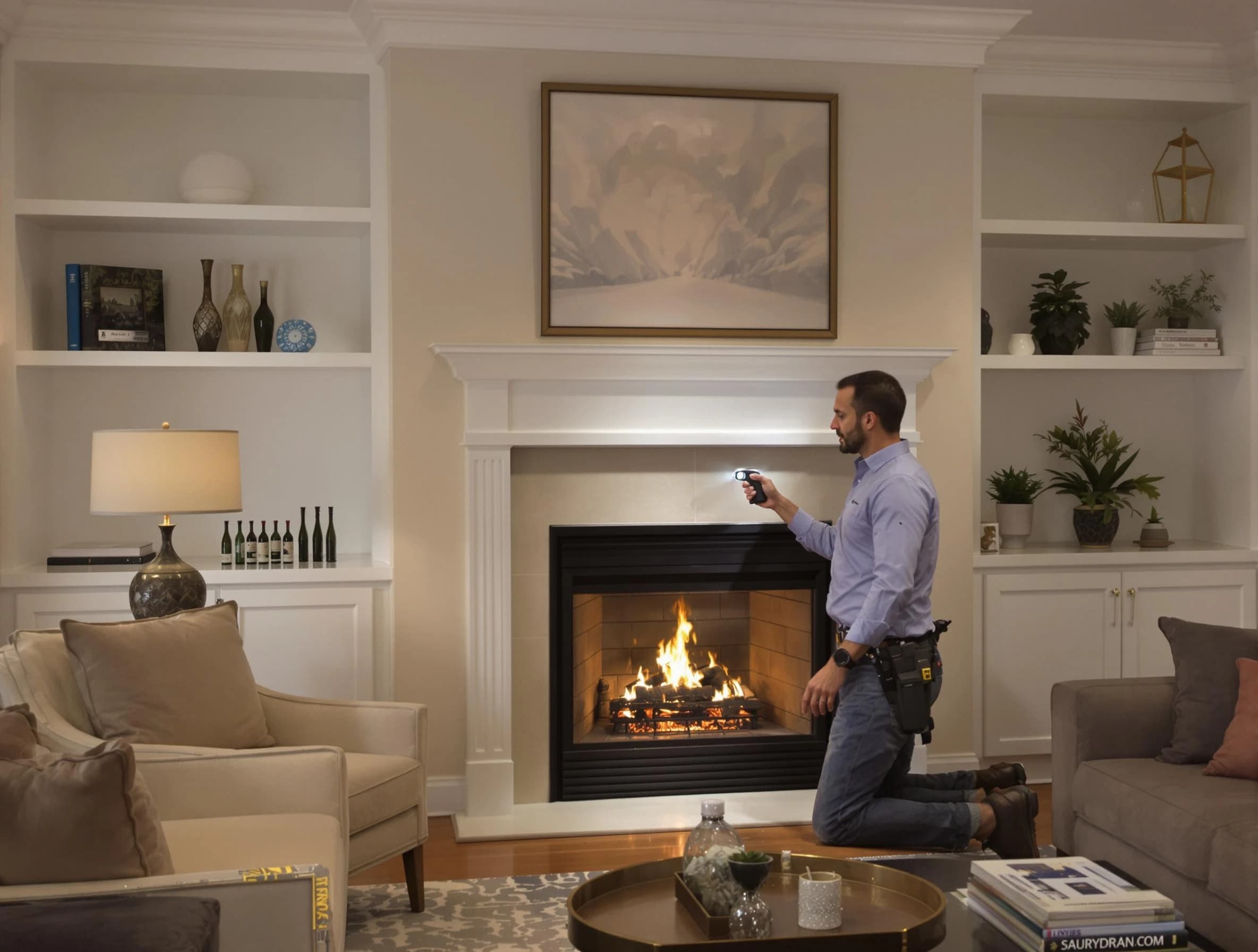 East Highland Park Chimney Sweep conducting a fireplace safety inspection in East Highland Park, VA