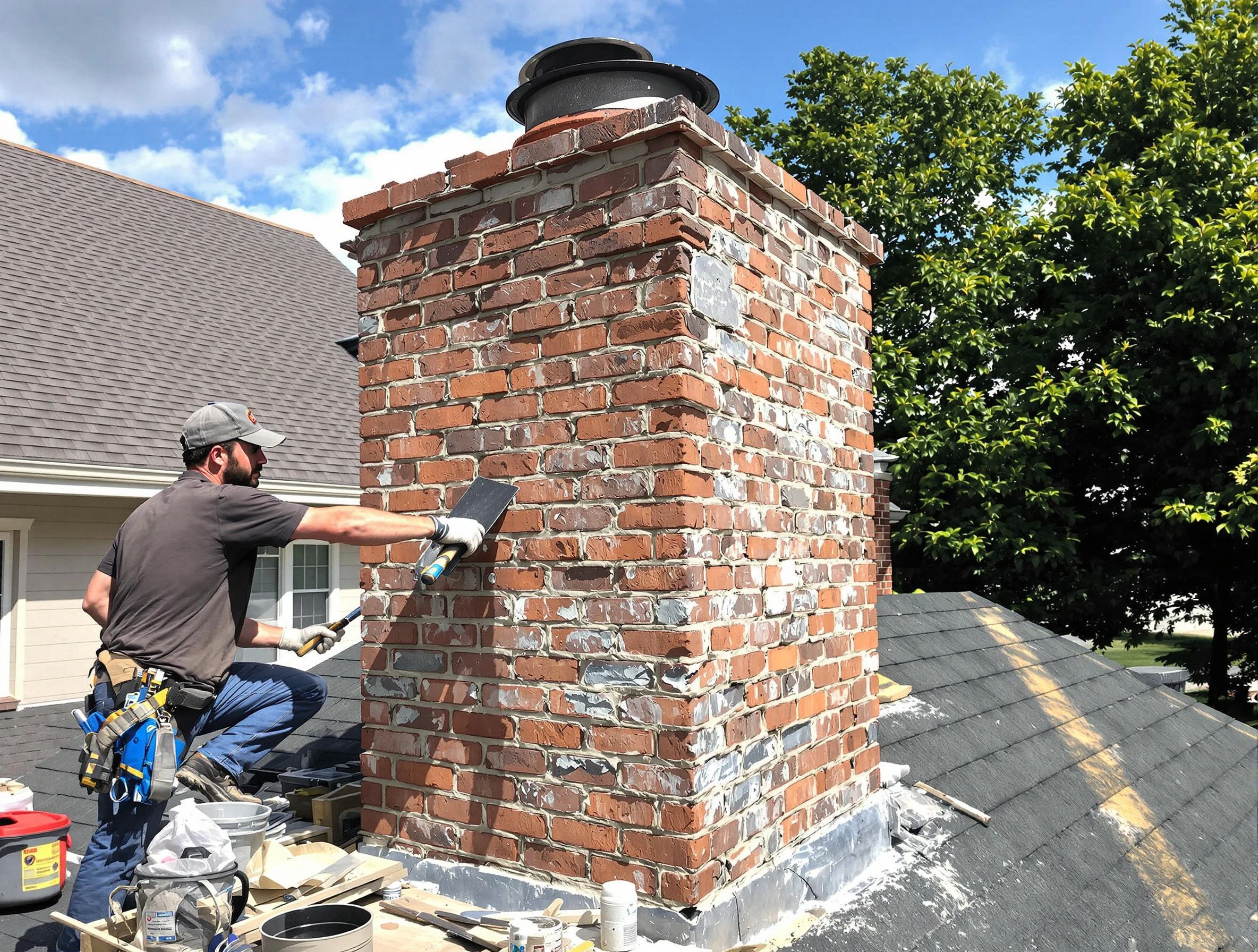 Completed chimney rebuild by East Highland Park Chimney Sweep in East Highland Park, VA
